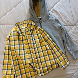 Carter's Yellow and Blue Plaid Button Down Shirt and winter Jacket